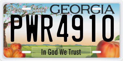 GA license plate PWR4910
