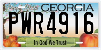 GA license plate PWR4916