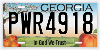 GA license plate PWR4918