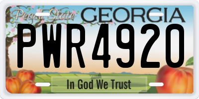 GA license plate PWR4920