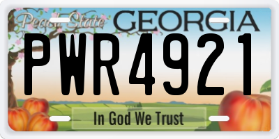GA license plate PWR4921