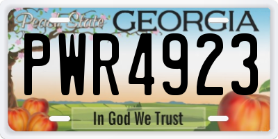 GA license plate PWR4923