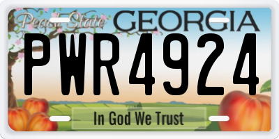 GA license plate PWR4924