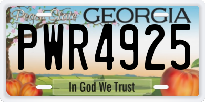 GA license plate PWR4925