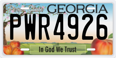 GA license plate PWR4926