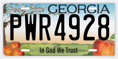 GA license plate PWR4928