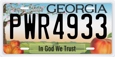 GA license plate PWR4933