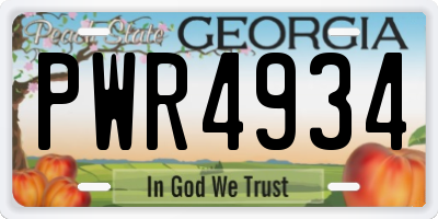 GA license plate PWR4934