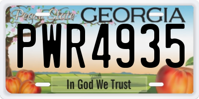 GA license plate PWR4935