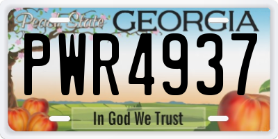 GA license plate PWR4937
