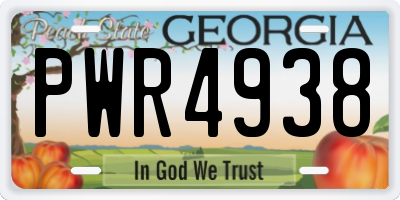GA license plate PWR4938