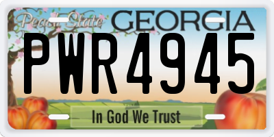 GA license plate PWR4945