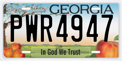 GA license plate PWR4947