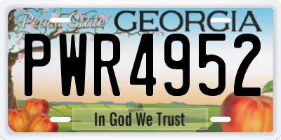 GA license plate PWR4952