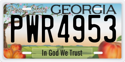 GA license plate PWR4953