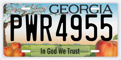 GA license plate PWR4955