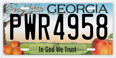 GA license plate PWR4958