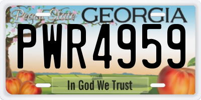 GA license plate PWR4959