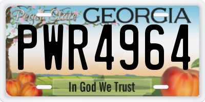 GA license plate PWR4964