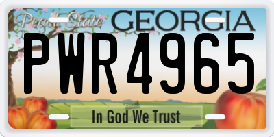 GA license plate PWR4965