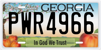 GA license plate PWR4966