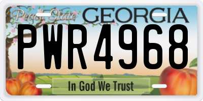 GA license plate PWR4968