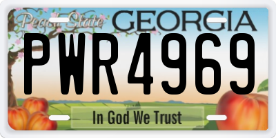 GA license plate PWR4969