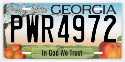 GA license plate PWR4972