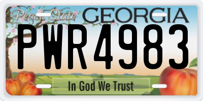 GA license plate PWR4983