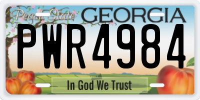GA license plate PWR4984