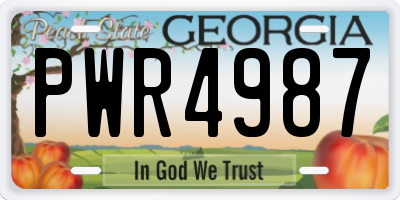 GA license plate PWR4987