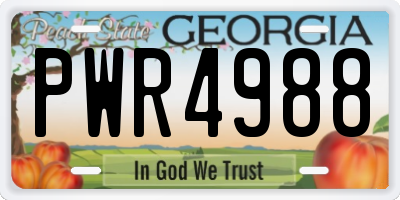GA license plate PWR4988