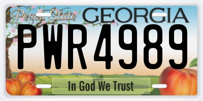 GA license plate PWR4989