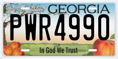 GA license plate PWR4990
