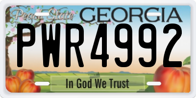 GA license plate PWR4992