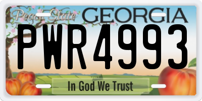GA license plate PWR4993