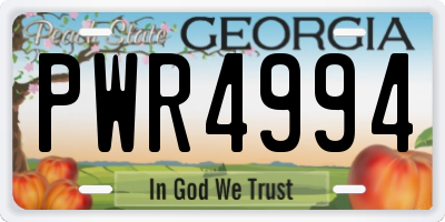 GA license plate PWR4994