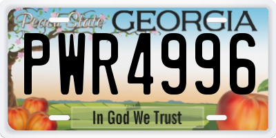 GA license plate PWR4996