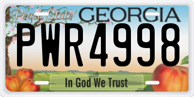 GA license plate PWR4998