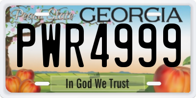 GA license plate PWR4999