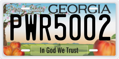 GA license plate PWR5002