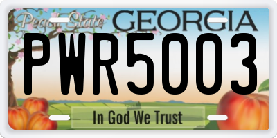 GA license plate PWR5003