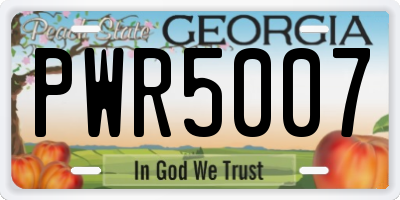 GA license plate PWR5007
