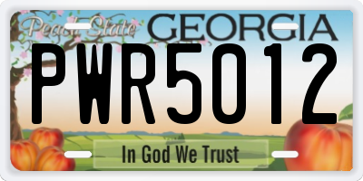 GA license plate PWR5012
