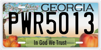 GA license plate PWR5013