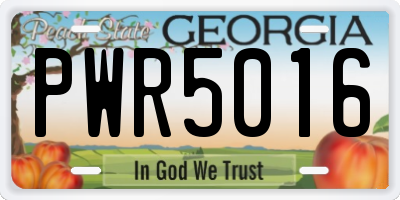 GA license plate PWR5016