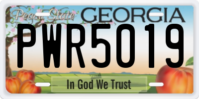 GA license plate PWR5019