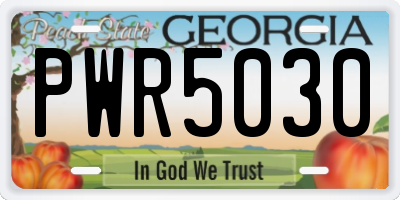 GA license plate PWR5030