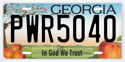GA license plate PWR5040