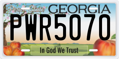 GA license plate PWR5070